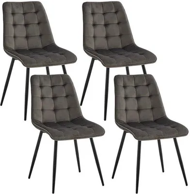 Produktbild von Famanu Esszimmerstühle Set von 4 - Fluwel, Metallbeine, Modernes Design - Dunkelgrau