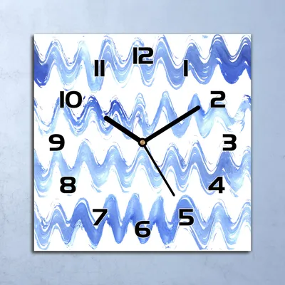 Produktbild von Wanduhr Echt-Glas-Küchenuhr Aquarell Wellen Quarz Lautlos 30x30 Deko Bilder
