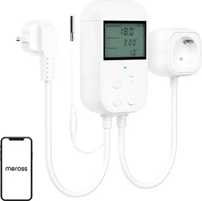 Produktbild von Meross MTS960HK Smarte Steckdose mit Thermostat / Temperaturregler, HomeKit, WLAN