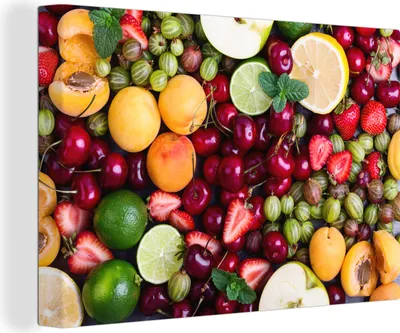 Produktbild von OneMillionCanvasses® - Leinwandbilder - 140x90 cm, Obst - Farben - Sommer, Wandbilder Kunstdruck Wanddekoration