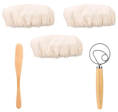 Sauerteig-Set: 3 Tuchdeckel, Teigschaber & Teigbesen