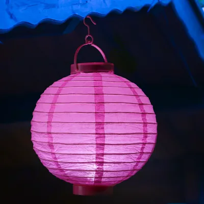 Produktbild von LED Lampion - kaltweiße LED - D: 30cm - Montagehaken - Batteriebetrieb - pink