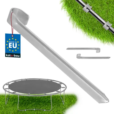 Produktbild von KOTARBAU® 2er Set Bodenanker für Trampolin 430mm Heringe für Gartentrampolin Erdanker zum Einschlagen Zeltheringe Erdhaken aus verzinktem Stahl Silber