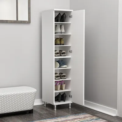 Immagine prodotto di Noepoli - Armadio Multiuso 1 Anta, 29x130h cm Bianco, 8 Ripiani
