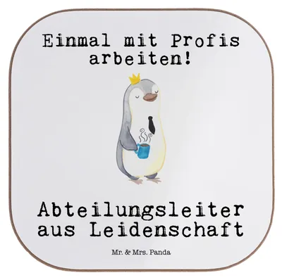 Produktbild von Mr. & Mrs. Panda Untersetzer für Gläser Abteilungsleiter Leidenschaft - Weiß - Geschenk, Tischuntersetzer, Profi, Beruf, Lustig, Coaster, gläseruntersetzer, Spruch