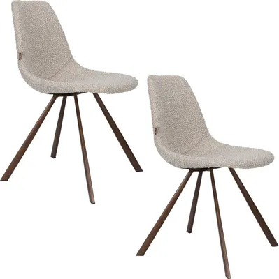 Produktbild von Dutchbone Franky Esszimmerstuhl Bouclé Beige - 2 er Set