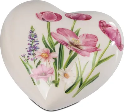 Produktbild von Dekoobjekt Herz Blumenzeit D. 10cm weiß rosa aus Porzellan Formano F26