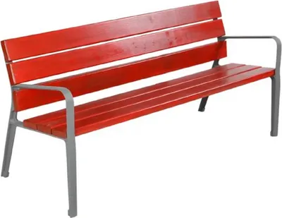 Produktbild von Casa Padrino Parkbank - Stadtbank mit Rückenlehne und Armlehnen Rot / Grau 180 cm