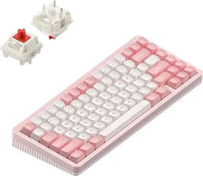 Immagine prodotto di NuPhy Halo75 V2 IO Series Tastiera meccanica da gioco Bluetooth/2,4 GHz/USB-C - QWERTY US, Sakura Fizz / Red Max