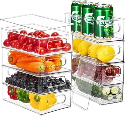 Image de Rangement pour placard de cuisine, bac avec couvercle, rangement de cuisine, lot de 8 tiroirs, système de rangement, bac de cuisine, rangement pour placard, fournitures de bureau, outils (4 grands/4 petits)