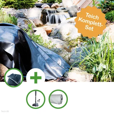 Produktbild von Teich Set "Donau" - Kleiner Folienteich - Teichfolie 12 Qm Mit Vlies, Smartline Teichpumpenset