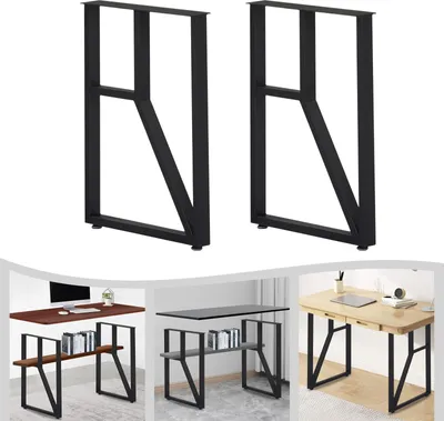 Image de 2 pieds de table en métal, pieds de meuble en métal, pieds de meuble noirs, 2 pieds de table, noir