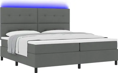 Image de vidaXL Lit boxspring avec matelas gris foncé 200 x 200 cm Tissu