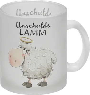 Produktbild von Schaf Glas Tasse mit Spruch Unschuldslamm