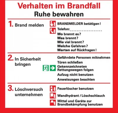 Produktbild von Dreifke® Aufkleber I Notfallplan Verhalten im Brandfall, KRO, Folie, selbstkl...