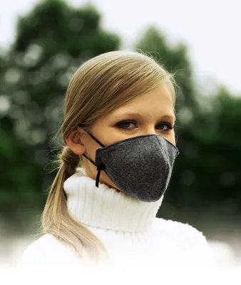 Image de masque froid confortable gris lavable masque froid visage 3 couches hiver polyester