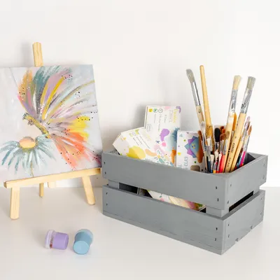 Immagine prodotto di Creative Deco Set 3 x Cassetta Grigia in Legno | 30 x 20 x 15 cm | Cassetta di Legno in Stile Vintage, Shabby | Scatola Porta Oggetti, Portafrutta