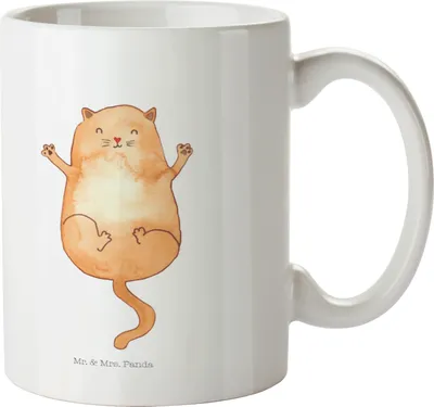 Produktbild von Mr. & Mrs. Panda Pott Katze Umarmen - Weiß - Geschenk, Cat, Bedruckte Tasse, Teetasse, Katzen, Cats, Becher, Kaffeetasse, Kaffeebecher, haferl, Familie