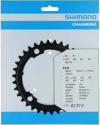 Produktbild von SHIMANO Kettenblatt FC-RS510 34 Zähne Schwarz - präzise Schaltperformance für...