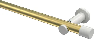 Produktbild von Interdeco Gardinenstange / Vorhangstange Messing-Optik / Weiß, Typ Platon Santo (Kappe) ohne Ringe, 20 mm Ø 1-läufig, 200 cm