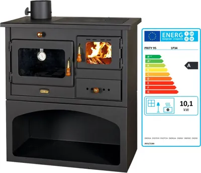 Produktbild von EEK A - Holzofen PRITY 1P34 10,1 kW mit Backofen & Metallplatte Kaminofen Links