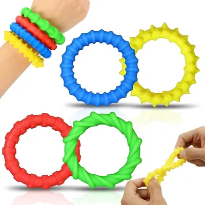 Produktbild von Sensorik Spielzeug,Fidget Toys,4 Stretchy Soothing Texture Fidget Bracelet,Fidget Toy Stress Spielzeug for Children and Adults,Squeeze Toy Fidget Toys
