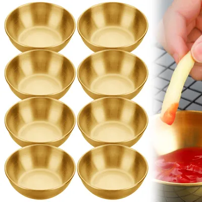 8 goldene Dip-Schalen aus Edelstahl, 8,2 x 2,7 cm