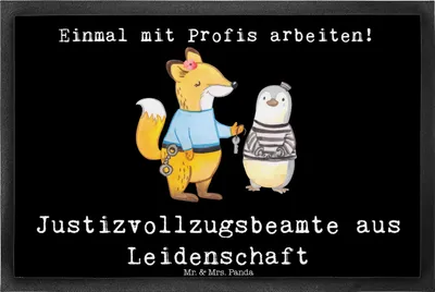 Produktbild von Mr. & Mrs. Panda Schmutzfangmatte Justizvollzugsbeamte Leidenschaft 40 x 60 cm - Schwarz - Geschenk, Lustig, Fußabtreter, Spruch, Türmatte, Gefängnis, fußmatte, Fussmatte