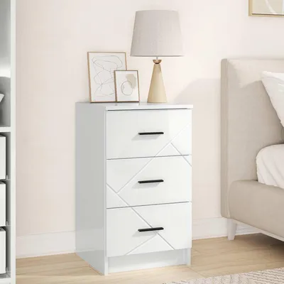 Zdjęcie produktu dla vidaXL Stolik nocny biały wysoki połysk 38 x 38 x 66 cm materiał drewnopochodny