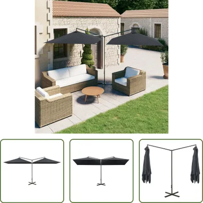 Image de The Living Store Parasol double avec mât en acier anthracite 600 x 300 cm