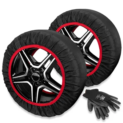 Zdjęcie produktu dla Heyner® łańcuchy śniegowe tekstylne łańcuchy śniegowe z tkaniny łańcuchy śniegowe z tkaniny 2 sztuki, rozmiar M 13"-18"