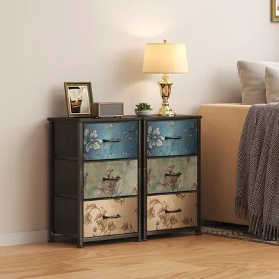 Produktbild von Kommode mit 3 Stoffschubladen, Holzplatte, für Schlafzimmer