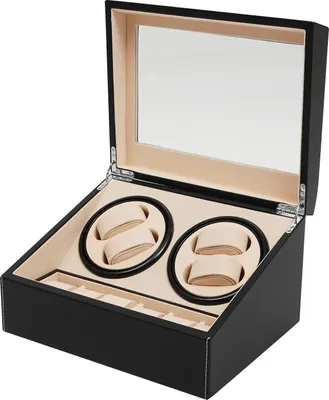 Image de Remontoir pour montres, 6 positions de rangement, fonction de remontage automatique, noir