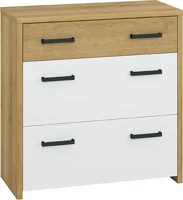 Produktbild von Schuhschrank Monclova 03, Farbe: Riviera Eiche / Weiß Glanz - Abmessungen: 94 x 92 x 40 cm (H x B x T)