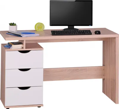 Produktbild von Schreibtisch Computertisch -TOMI -Bürotisch mit Schublade Sonoma/Weiß