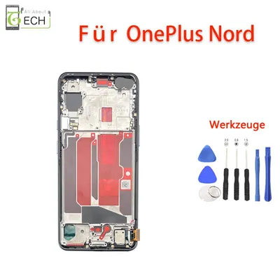 Produktbild von Für OnePlus Nord LCD Display Rahmen Touch Screen Bildschirm Schwarz + Werkzeuge