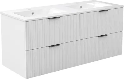Image de Acezanble Ensemble Meuble salle de Bain Blanc Suspendu avec Vasque Céramique, 120cm