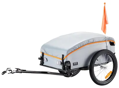 Productafbeelding van VEVOR Fietsaanhanger, draagvermogen 45 kg, transportaanhanger, opvouwbaar en compact op te bergen, met universele koppeling, waterdichte afdekking, wielen van 40 cm, veilige reflectoren, geschikt voor fietsen met wielen van 558,8-711,2 mm