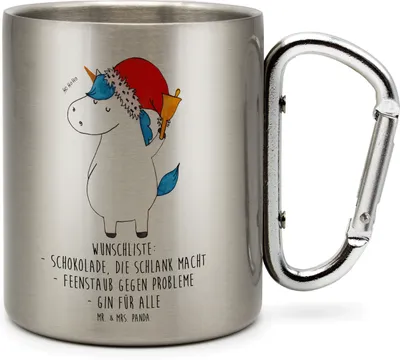 Produktbild von Mr. & Mrs. Panda Thermobecher Einhorn Weihnachtsmann - Transparent - Geschenk, isoliertasse, Einhörner, Weihnachten, Isolierbecher, Edelstahl-Isolierbecher, Unicorn