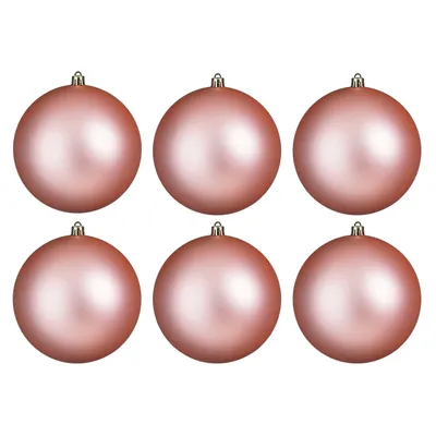 Produktbild von 6 x Weihnachtskugeln aus Kunststoff Ø 12 cm - Rosa Matt - Christbaumkugeln wetterfest - Baumkugeln bruchsicher – Weihnachtsbaumkugeln