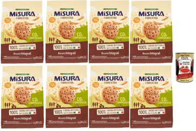 Produktbild von Misura Fibrextra Kekse Biscotti Integrali - Ballaststoffreiche Vollkornkekse mit Vollkornmehl 8x 330g + Italian Gourmet polpa 400g