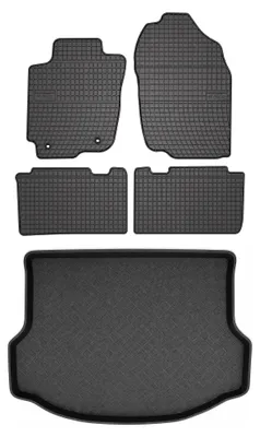 Image de Tapis en caoutchouc + bac de coffre pour Toyota RAV4 IV 2013-2019 (coffre standard) – 5 pièces, noirs, sur mesure