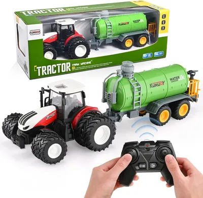 Obrázok produktu pre Traktor na diaľkové ovládanie, hračka traktora 1:24 so svetlom a zvukom, funkcie Elektronický traktor pre chlapcov 3+