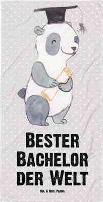 Produktbild von Mr. & Mrs. Panda Handtuch Panda Bester Bachelor der Welt - Grau Pastell - Geschenk, Badelaken, Reisehandtuch, Strandlaken, Uni, Student, Geschenkidee, Strandtuch, Sohn