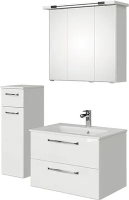 Produktbild von Pelipal Badmöbel-Set Kumba BxHxT 107 x 200 x 50 cm Frontfarbe weiß glanz mit Mineralguss-Waschtisch weiß und Unterschran