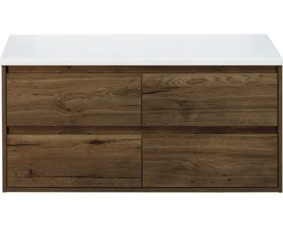 Produktbild von Sanox Waschtischunterschrank Porto BxHxT 120 x 59 x 50 cm Frontfarbe tabacco mit WT-Platte weiß matt 84747239