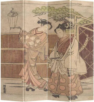 Produktbild von Fine Asianliving Paravent Raumteiler Spanische Wand Trennwand Room Divider Raumtrenner Sichtschutz Japanisch Orientalisch Chinesisch L160xH180cm Bedruckte Canvas Doppelseitig Asiatisch