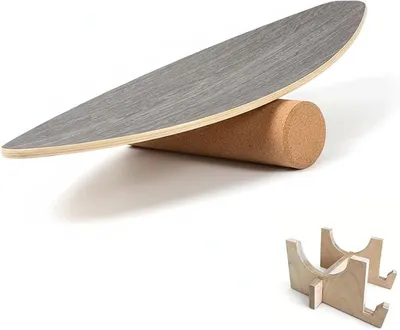 Imagen del producto de Tabla de equilibrio de madera, tabla de equilibrio con rodillo de corcho, 8 capas de madera, equipo de entrenamiento para el equilibrio y la coordinación