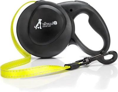Immagine prodotto di guinzaglio retrattile di 8 metri per cani fino a 50 kg con freno e guinzaglio giallo neon riflettente