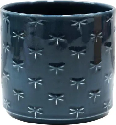Zdjęcie produktu dla Sadzarka ceramiczna niebieska ważka D175cm x H17cm - Duży rozmiar - Do użytku wewnątrz i na zewnątrz budynków